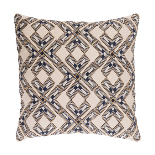 Subira 18 X 18 inch Cream and Navy Throw Pillow