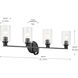 Gioe 4 Light 32.25 inch Black Vanity Light Wall Light