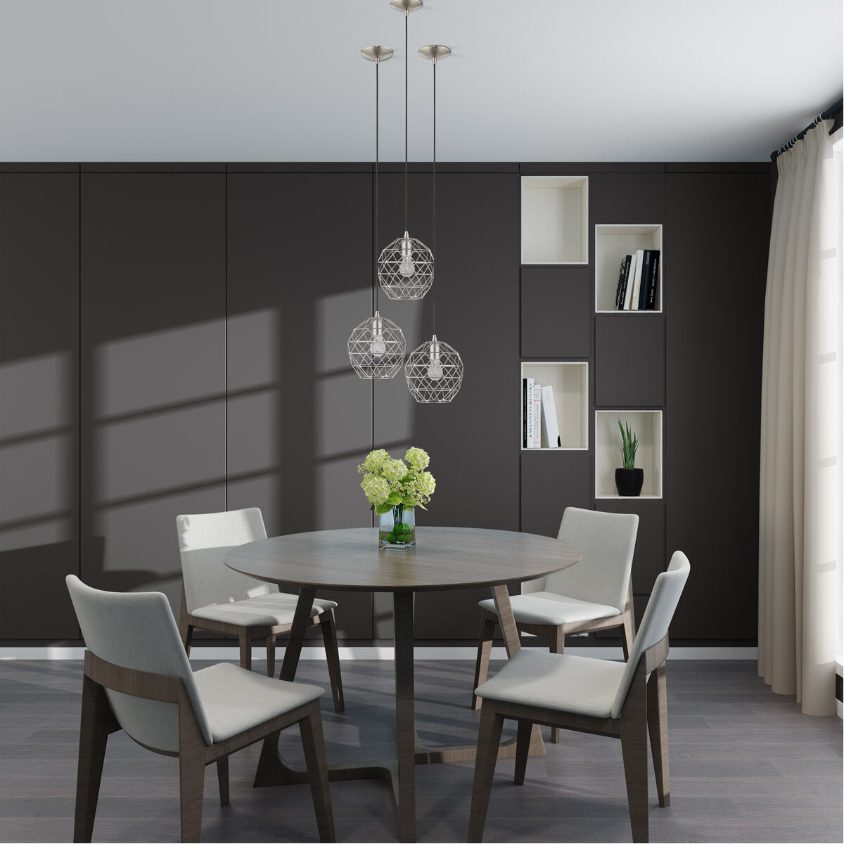 Astoria 3 Light 4 inch Brushed Nickel Chandelier Ceiling Light