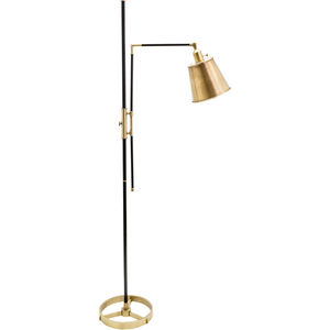 Morgan 65 inch 75 watt Black with Antique Brass Floor Lamp Portable Light in Black and Antique Brass