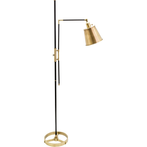 Morgan 65 inch 75 watt Black with Antique Brass Floor Lamp Portable Light in Black and Antique Brass