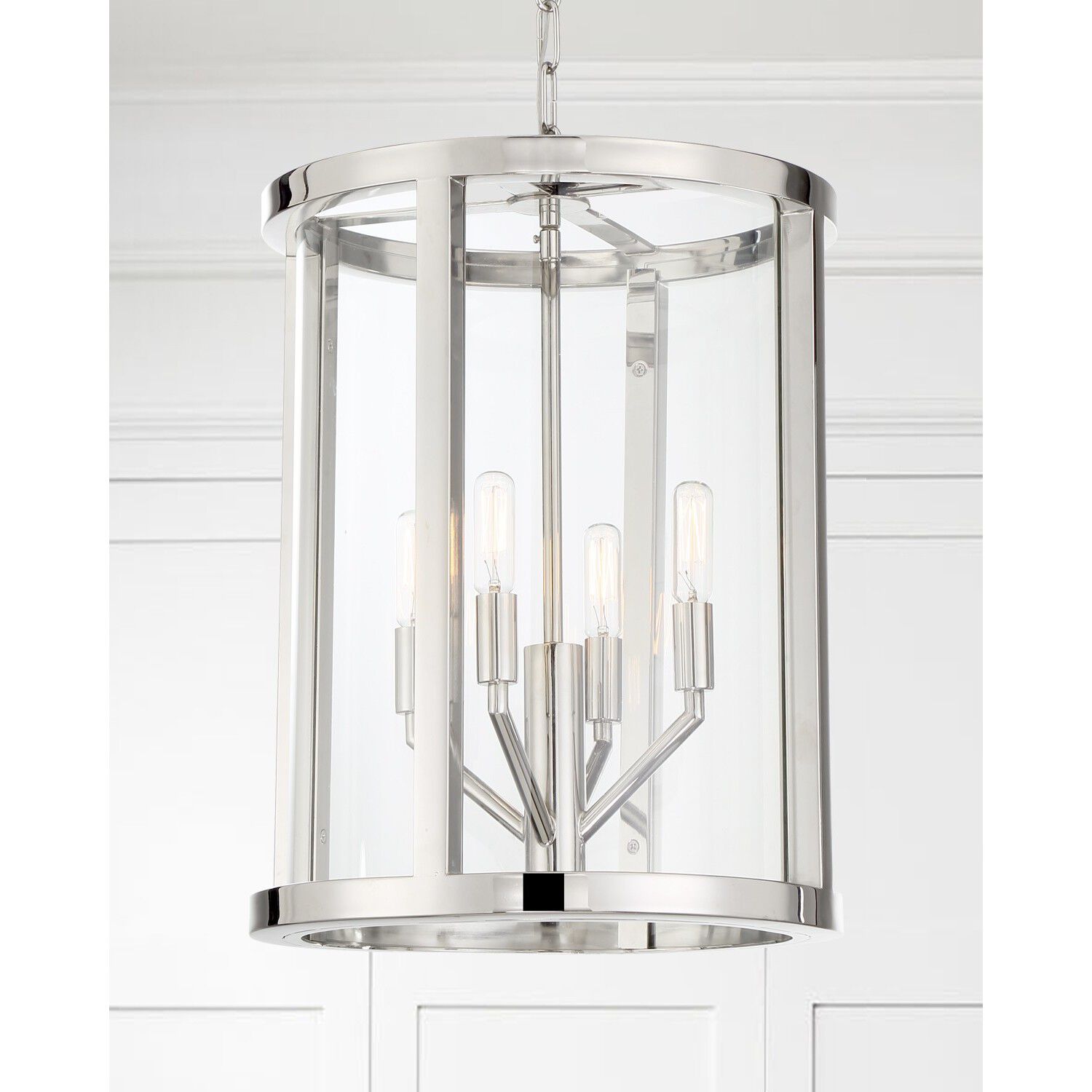 Devon 4 Light 14 inch Polished Nickel Lantern Chandelier Ceiling Light