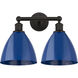 Edison Plymouth Dome 2 Light 17 inch Oil Rubbed Bronze Bath Vanity Light Wall Light in Blue