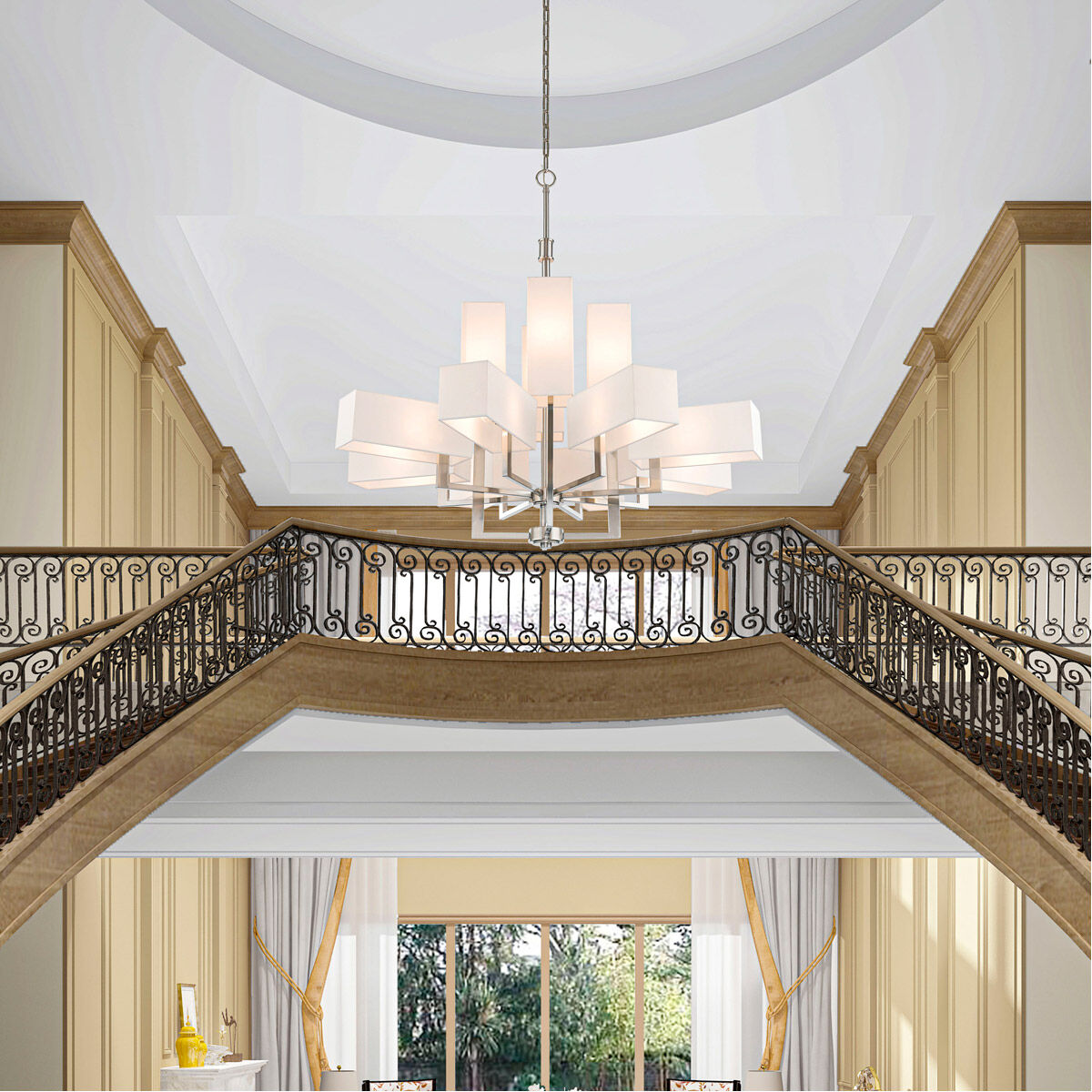 Brushed nickel foyer chandelier deals