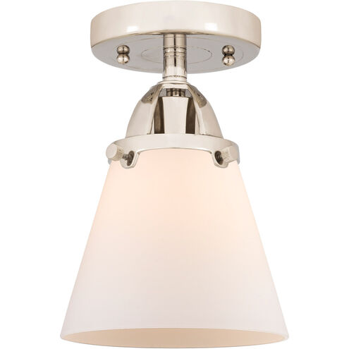 Nouveau 2 Small Cone LED 6.25 inch Polished Nickel Semi-Flush Mount Ceiling Light in Matte White Glass