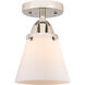Nouveau 2 Small Cone LED 6 inch Polished Nickel Semi-Flush Mount Ceiling Light in Matte White Glass