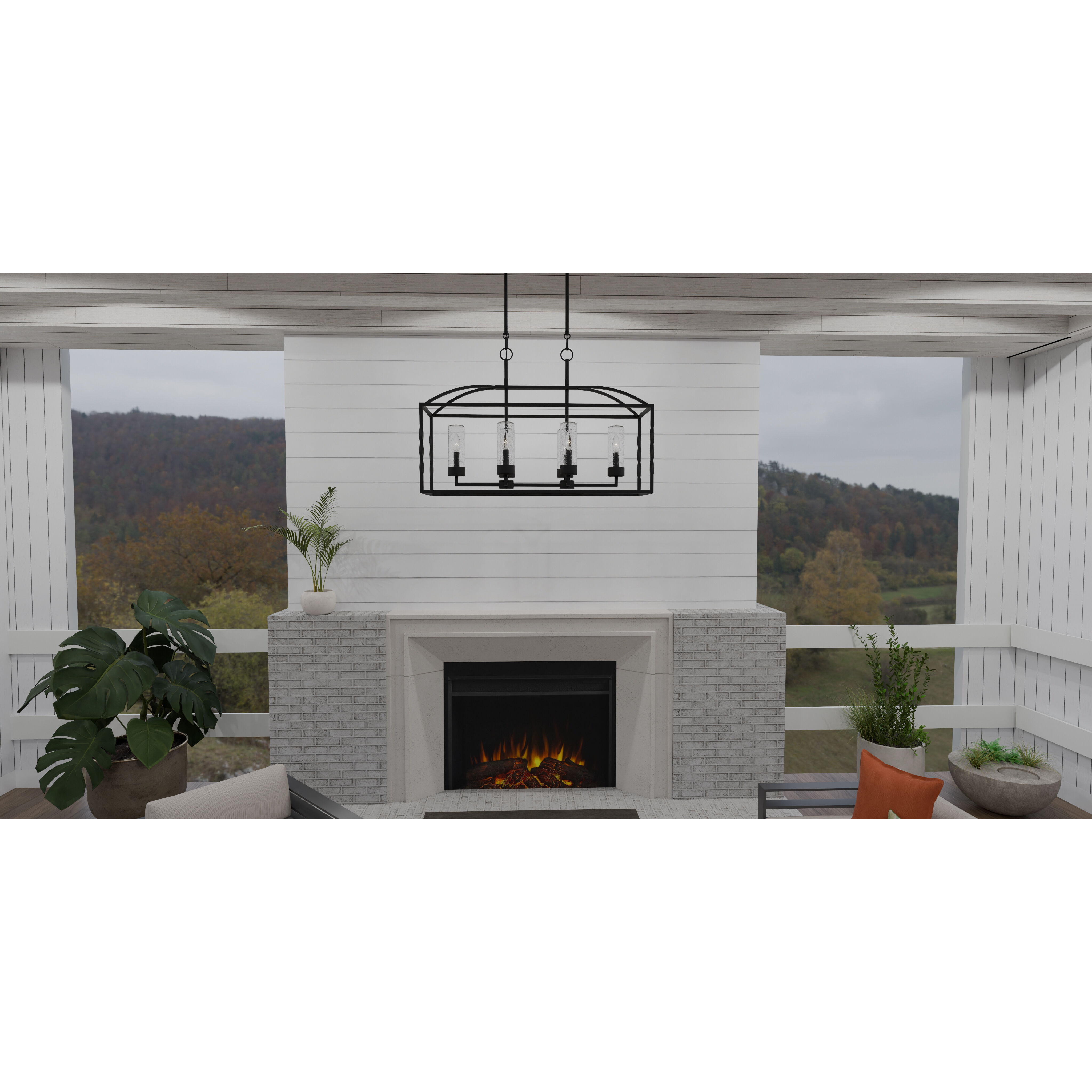 Thatcher 6 Light 36.5 inch Earth Black Outdoor Island Chandelier Ceiling Light