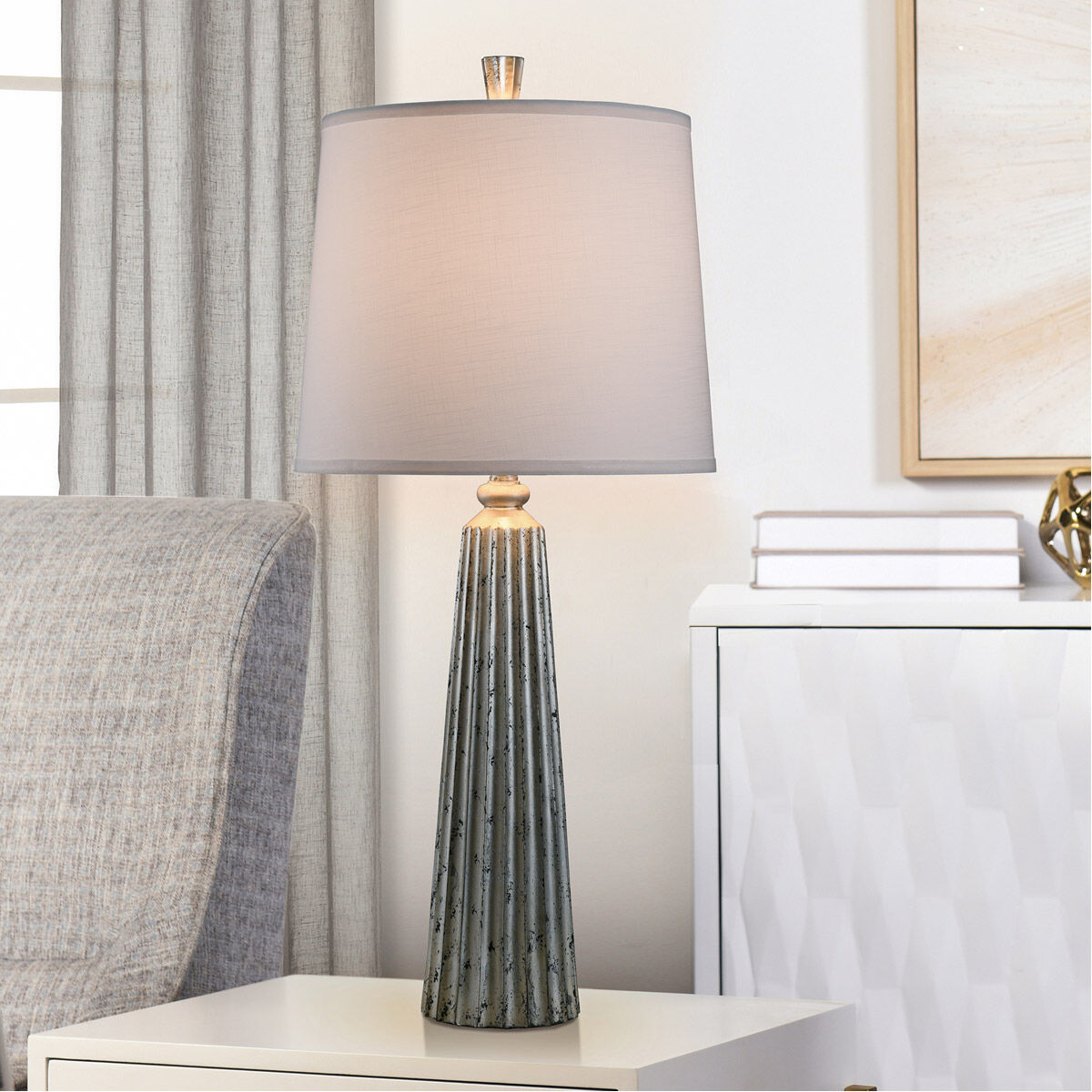 Dann Foley 150.00 watt Antique Silver and Black Table Lamp Portable Light 