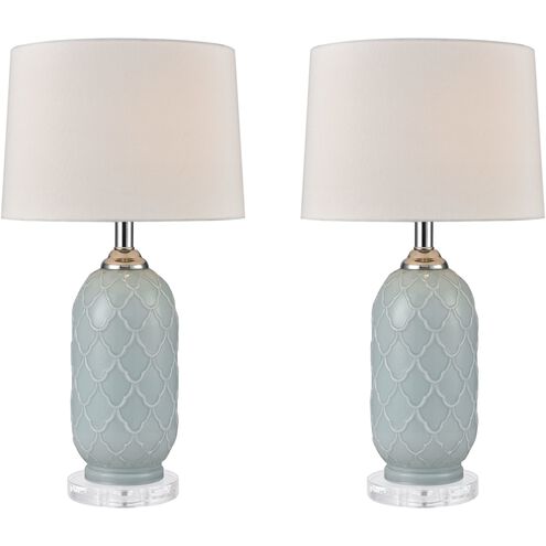 La Joliette 24 inch 100 watt Pale Blue with Clear Table Lamp Portable Light
