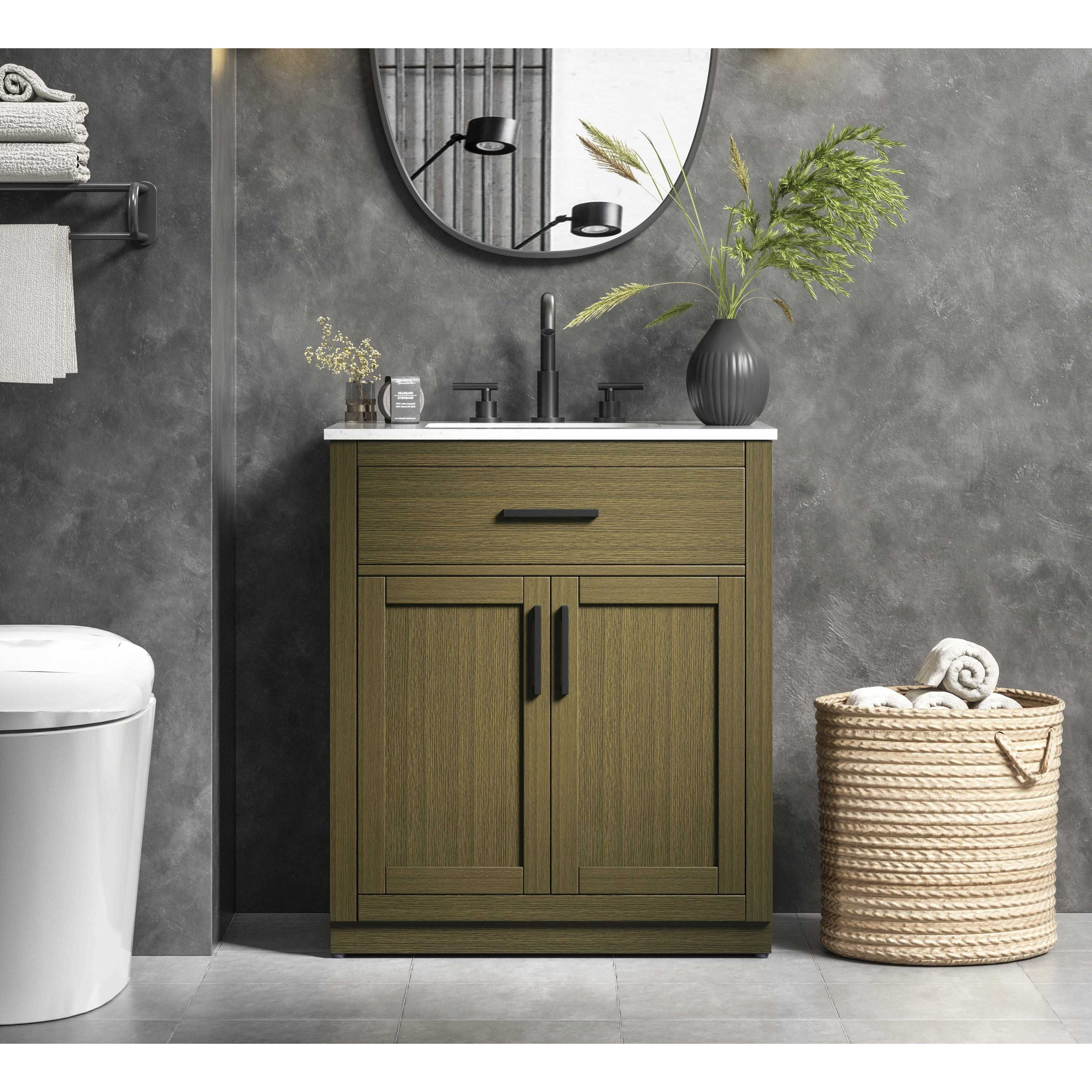 Alden 30 X 35 inch Chestnut Brown Bathroom Vanity Cabinet