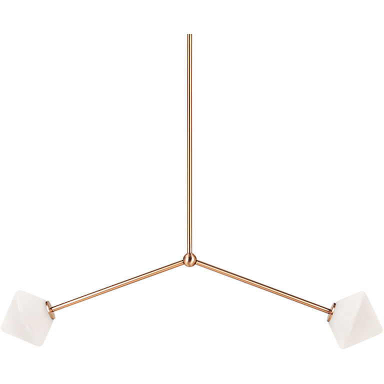 Novo 2 Light 38.75 inch Aged Gold Brass Pendant Ceiling Light in Aged Gold Brass and Opal Glass