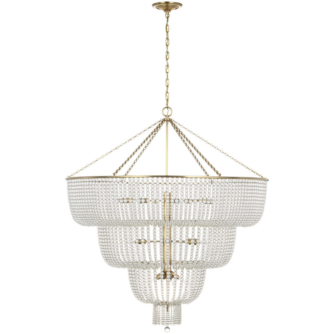 AERIN Jacqueline LED 45.5 inch Hand-Rubbed Antique Brass Basket Chandelier Ceiling Light in Clear Glass
