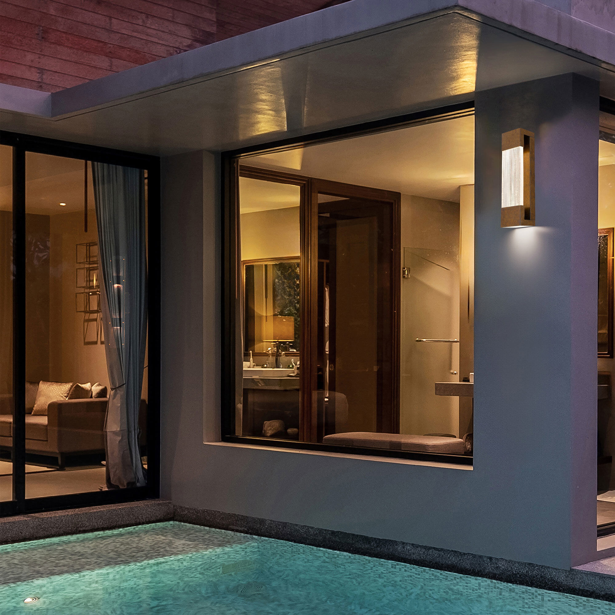 Mystic LED 20 inch Painted Patina Brass Outdoor Wall Sconce