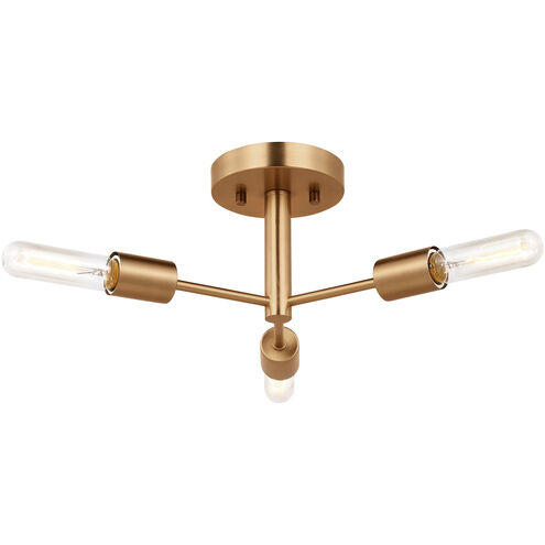 Sean Lavin Axis 3 Light 24 inch Satin Brass Semi-Flush Mount Ceiling Light