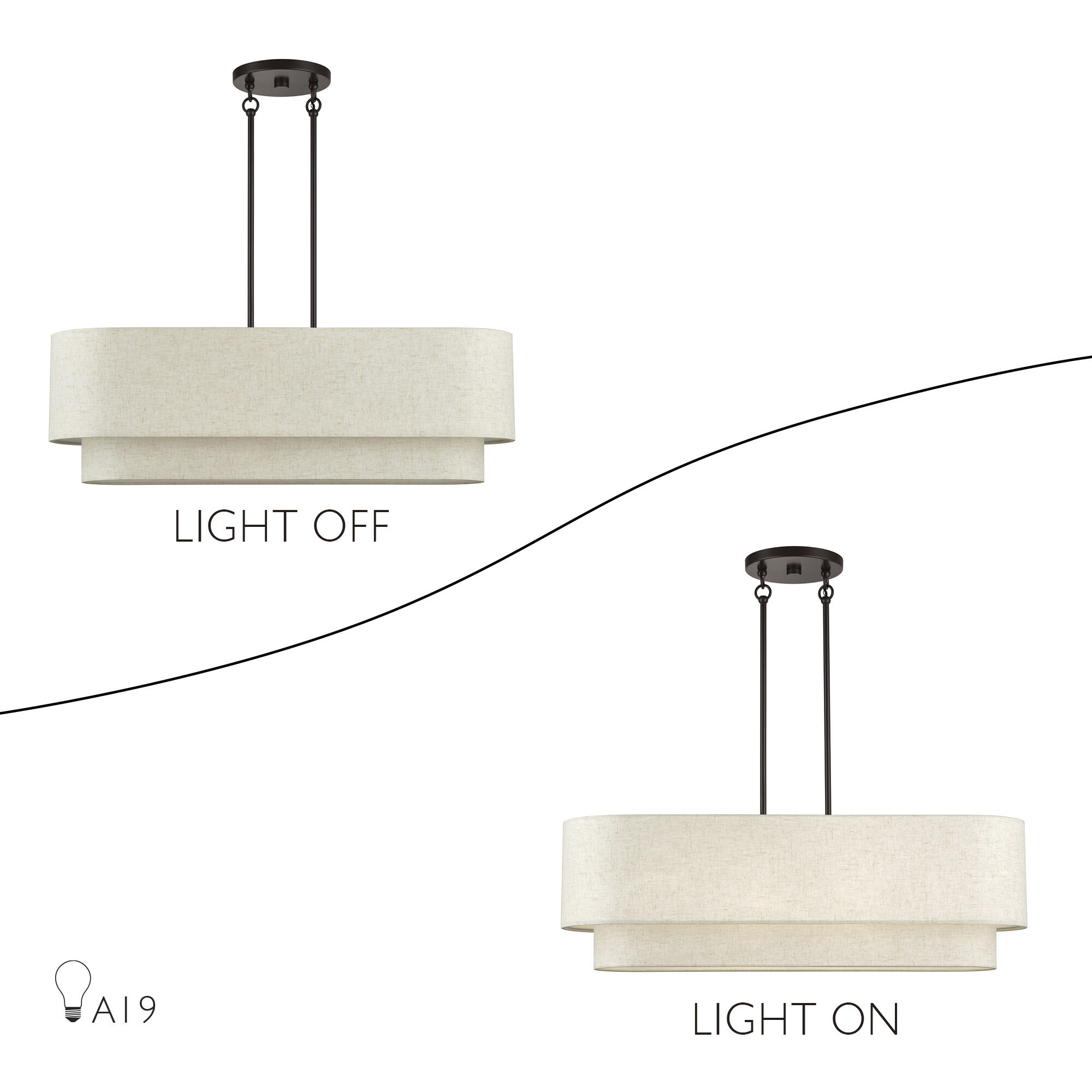 Manorwood 4 Light 36 inch English Bronze Linear Chandelier Ceiling Light, Large