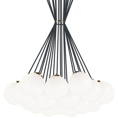 The Bougie 19 Light 30 inch Aged Gold Brass Chandelier Ceiling Light in Aged Gold Brass and Opal Glass