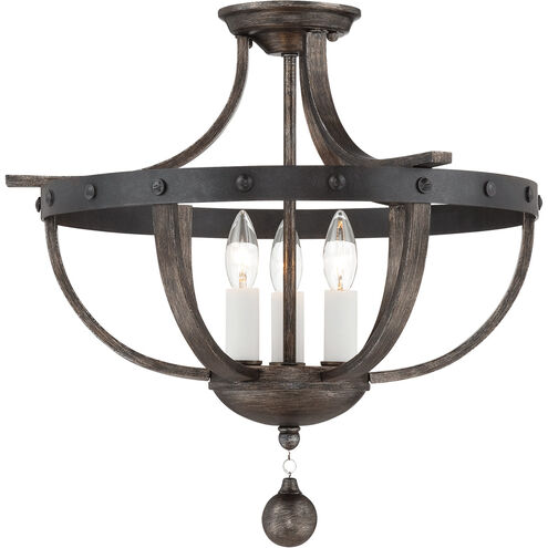 Banyan 3 Light 20 inch Reclaimed Wood Semi-Flush Ceiling Light