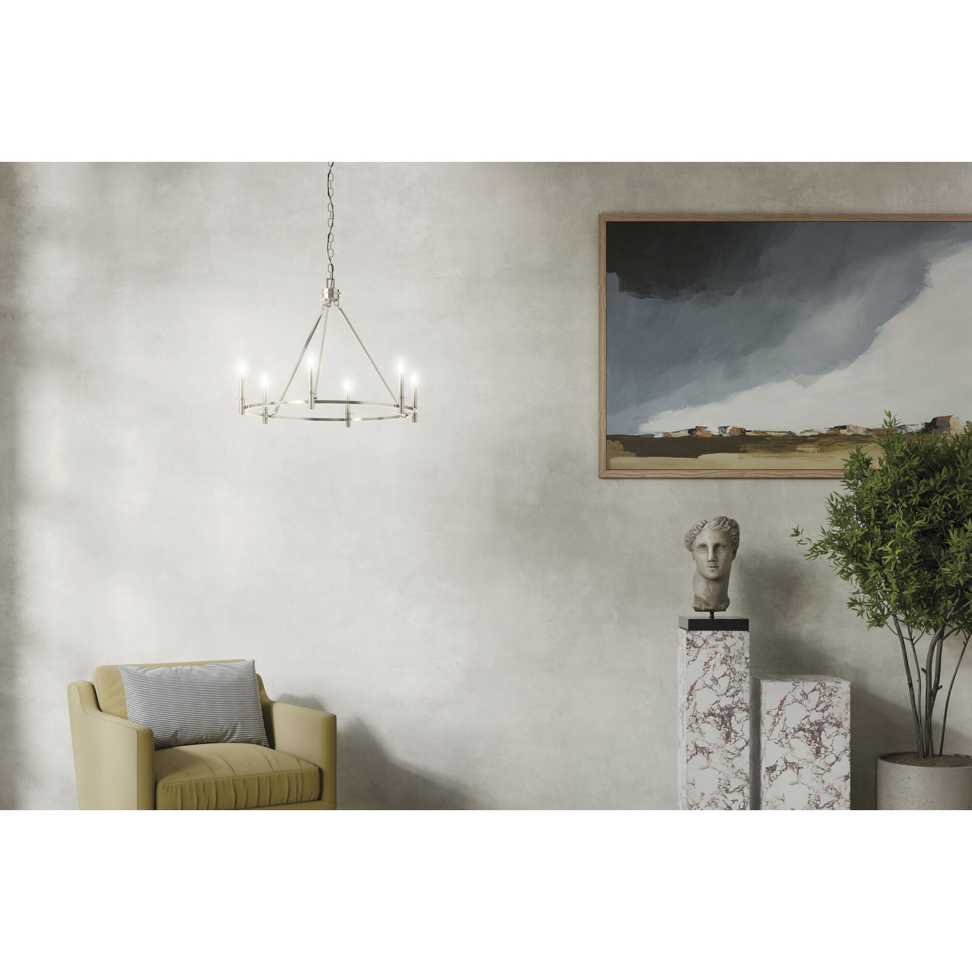 Carrick 6 Light Polished Nickel Chandelier Ceiling Light, 1 Tier Small