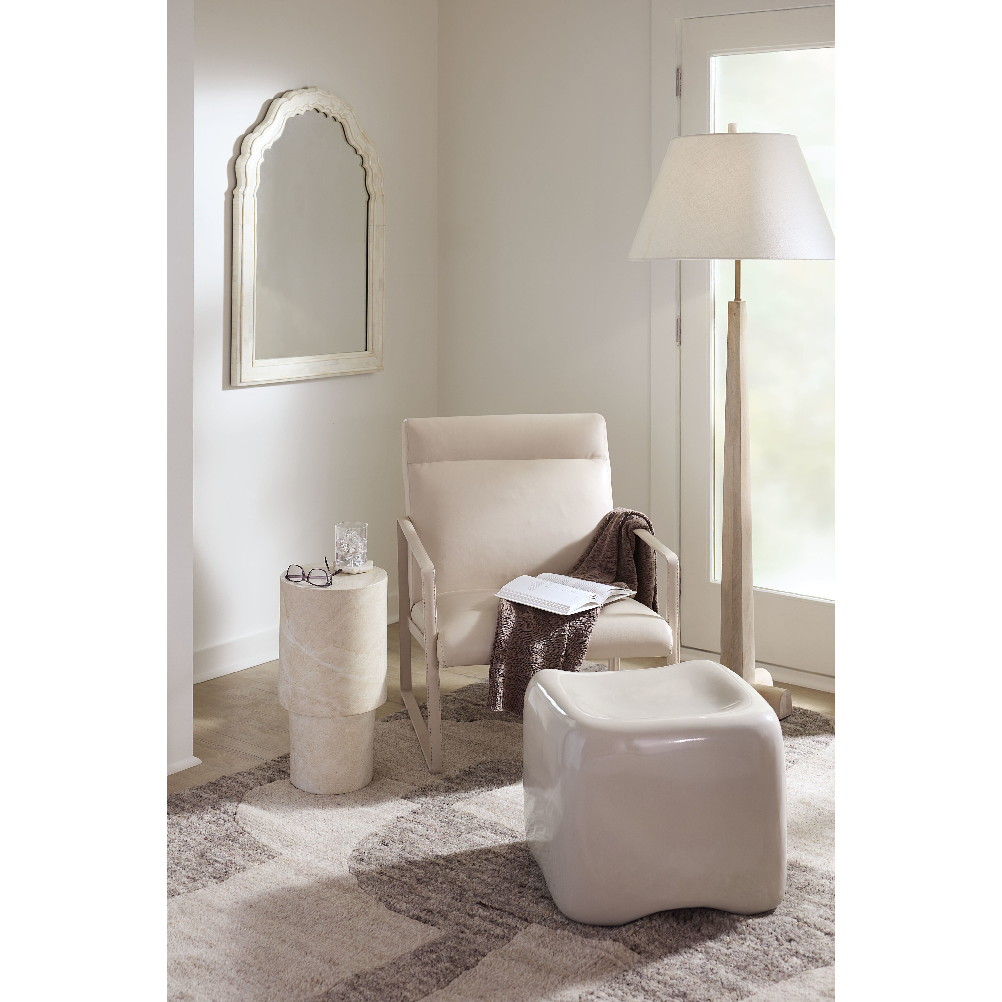 St. Germain 20 X 11 inch Marbled Cream Drink Table, Inline