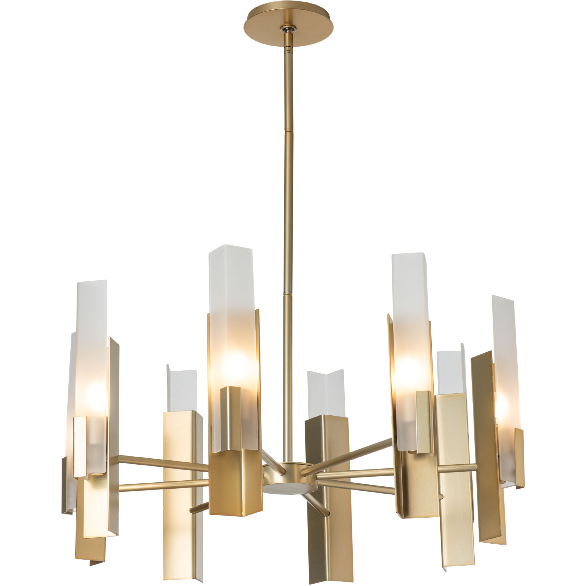 Summit 8 Light 31.2 inch Modern Brass Pendant Ceiling Light in Frosted