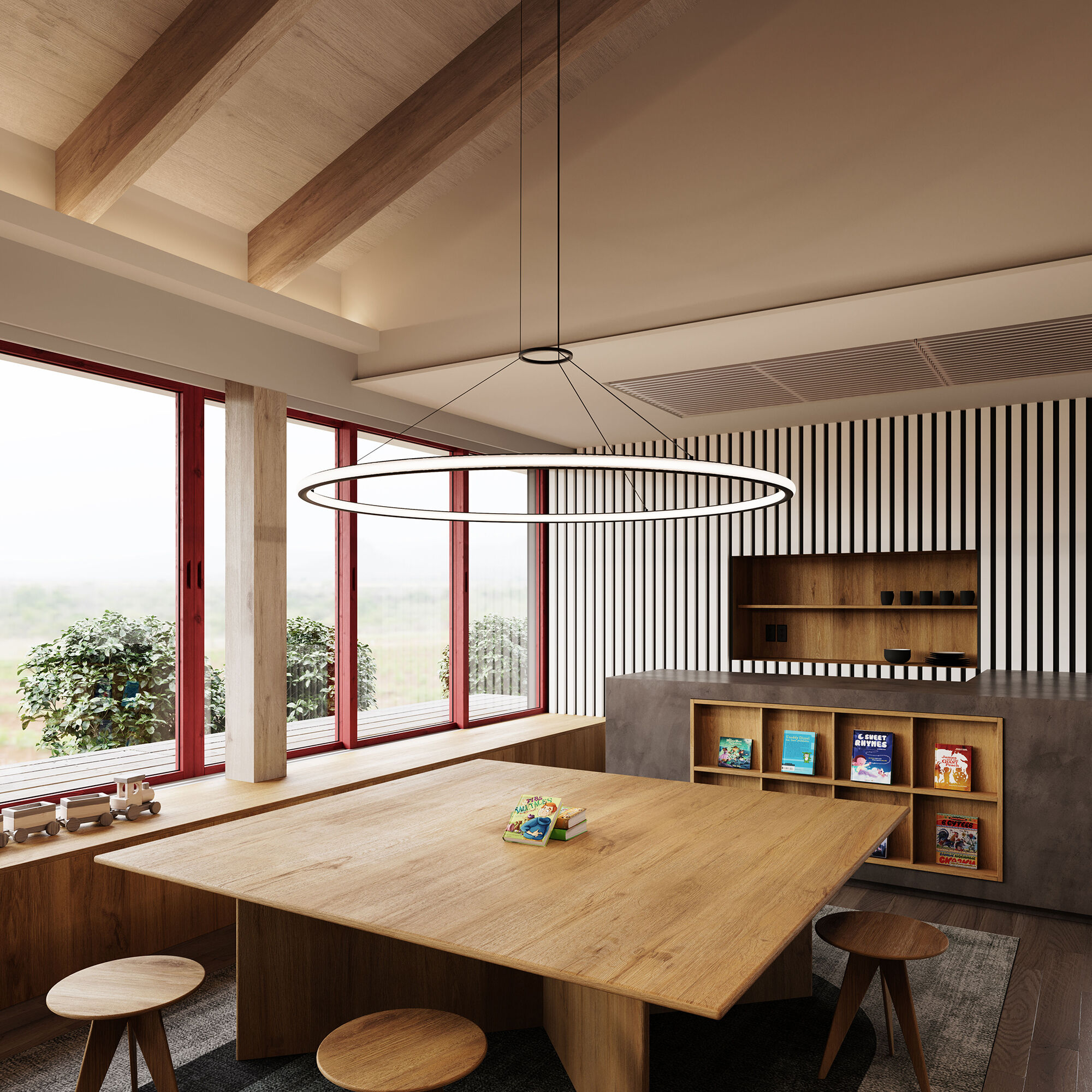 Luna LED 61.5 inch Satin Black Pendant Ceiling Light