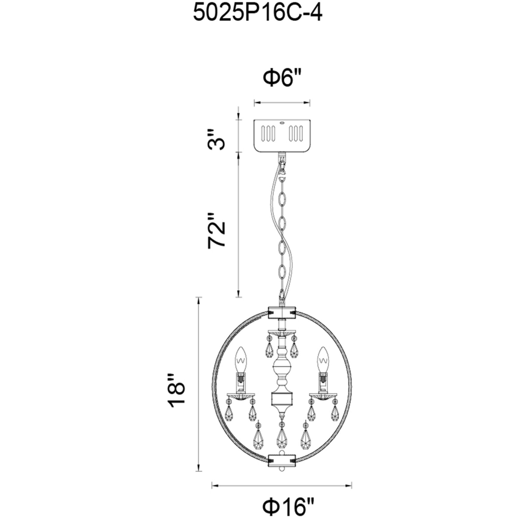 Abia LED 16 inch Chrome Up Chandelier Ceiling Light
