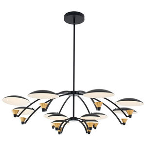 Redding LED 45 inch Matte Black with White and Brass Accent Chandelier Ceiling Light