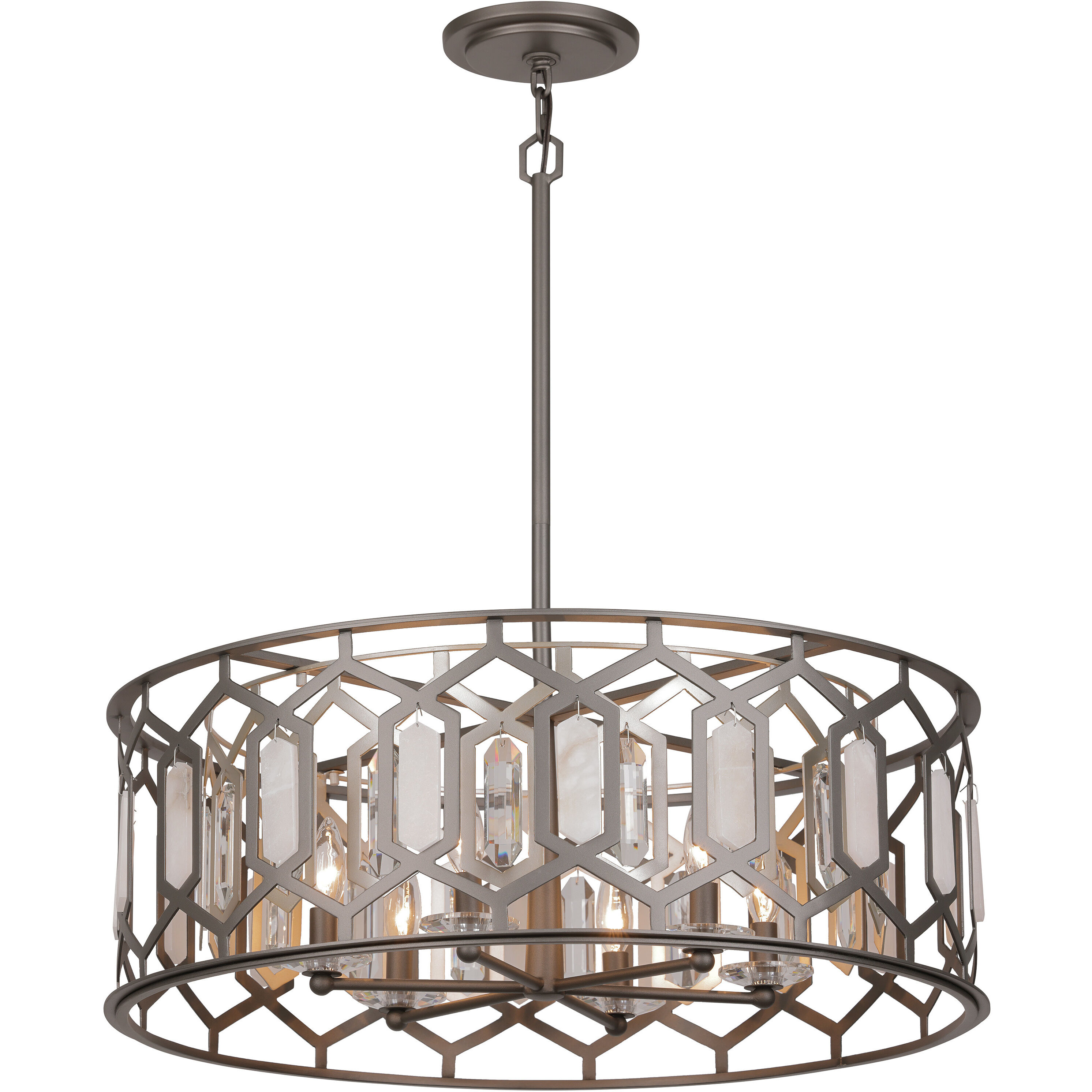 Hexly 6 Light 28 inch Bronze and Sultry Silver Pendant Ceiling Light