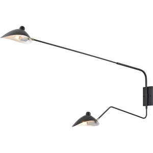 Risley 2 Light 9 inch Matte Black and Aged Brass Sconce Wall Light