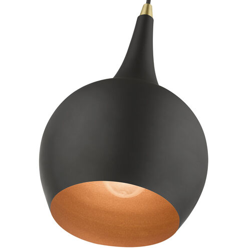 Andes 1 Light 8 inch Black with Antique Brass Accents Mini Pendant Ceiling Light