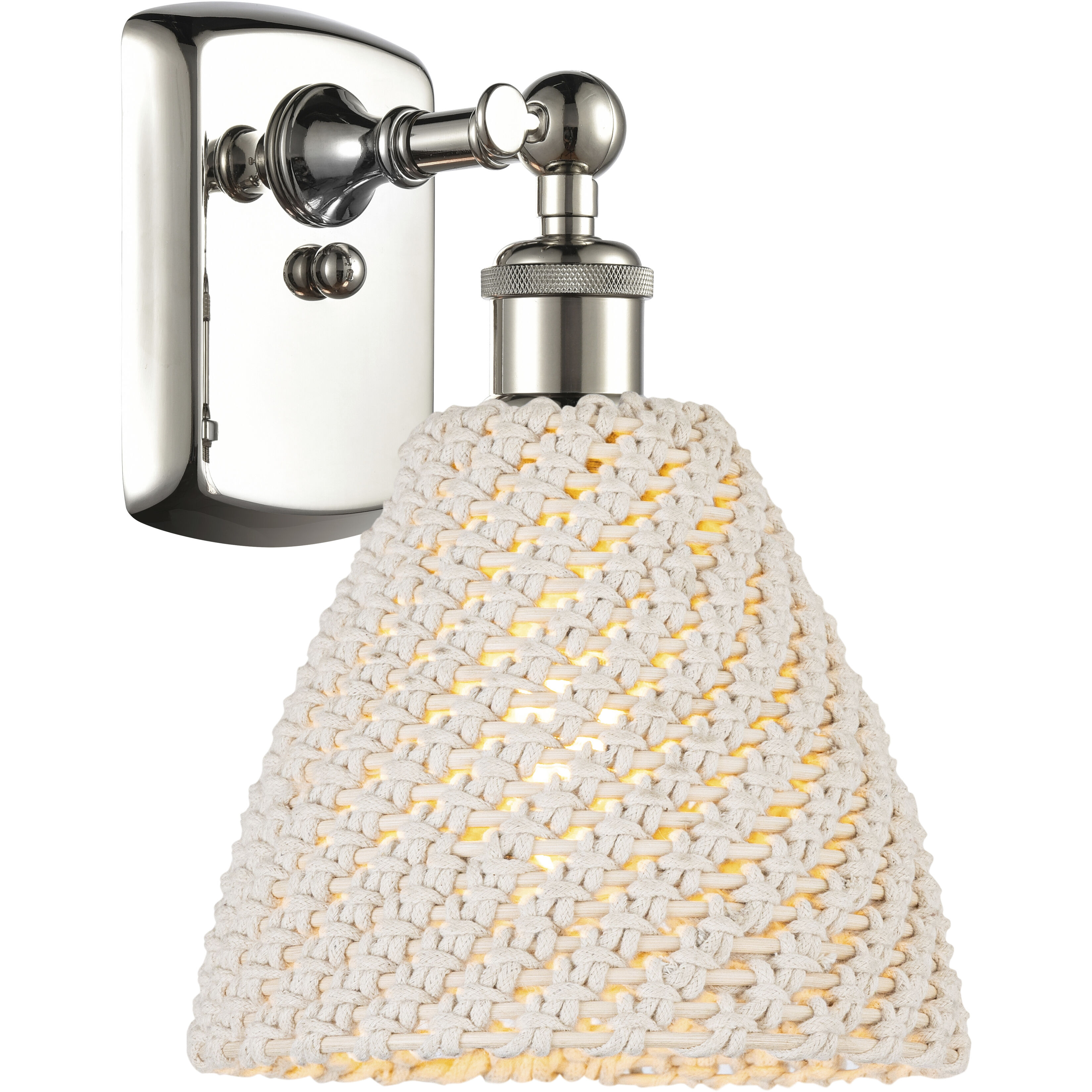 Ballston Bristol Natural Armed Sconce Wall Light in Polished Nickel