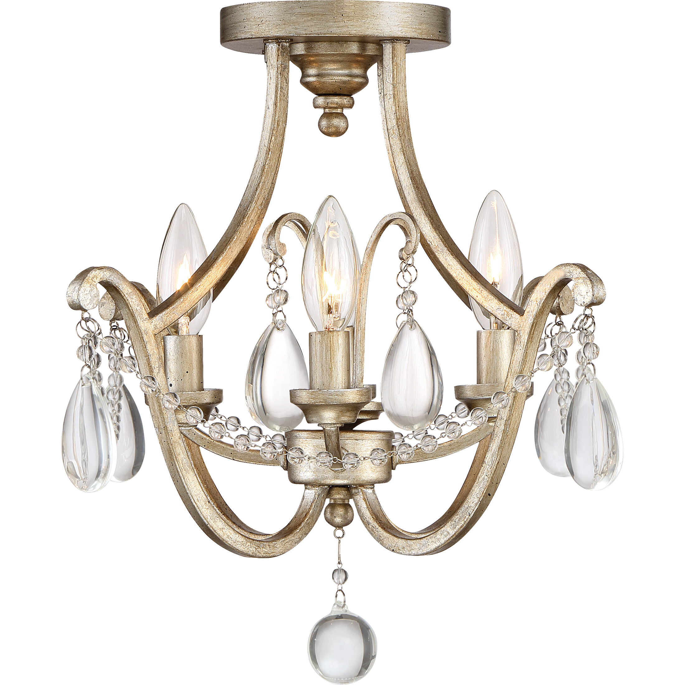 Regent 4 Light 16 inch Vintage Gold Semi-Flush Mount Ceiling Light