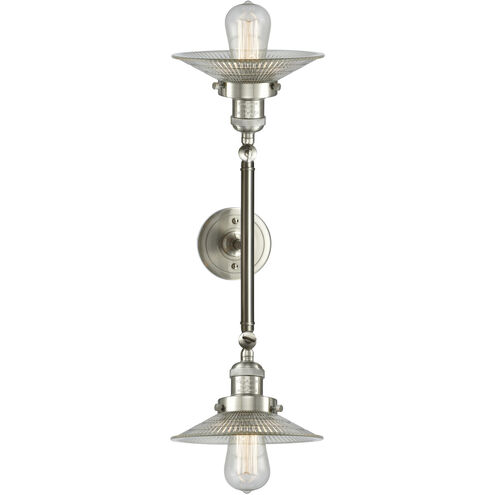 Franklin Restoration Halophane LED 18 inch Brushed Satin Nickel Bath Vanity Light Wall Light in Clear Halophane Glass, Franklin Restoration