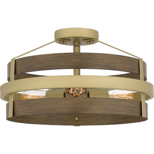 Gadsen 3 Light 16 inch Champagne Gold Semi-Flush Mount Ceiling Light