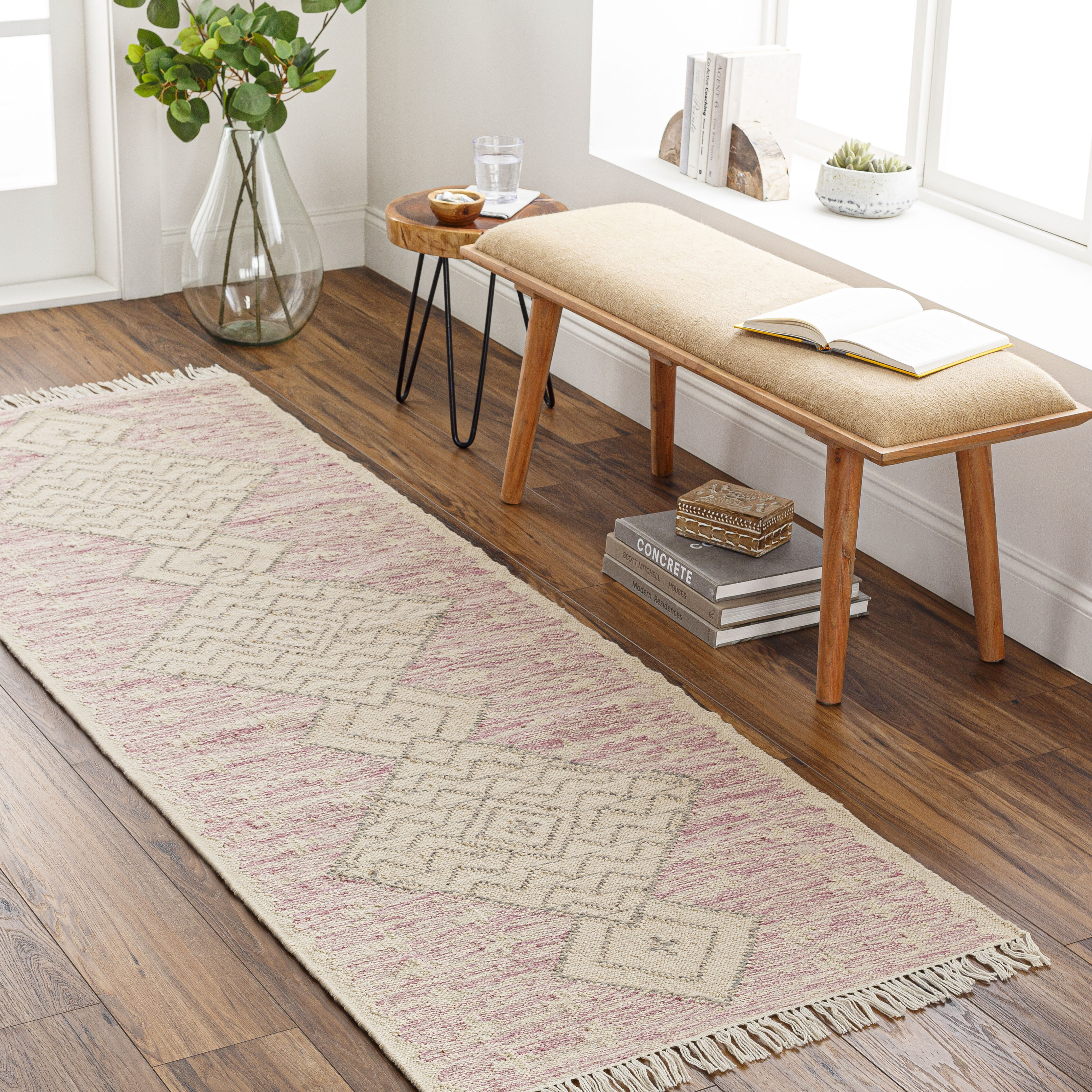 Bursa 96 X 30 inch Dusty Pink Rug, Runner