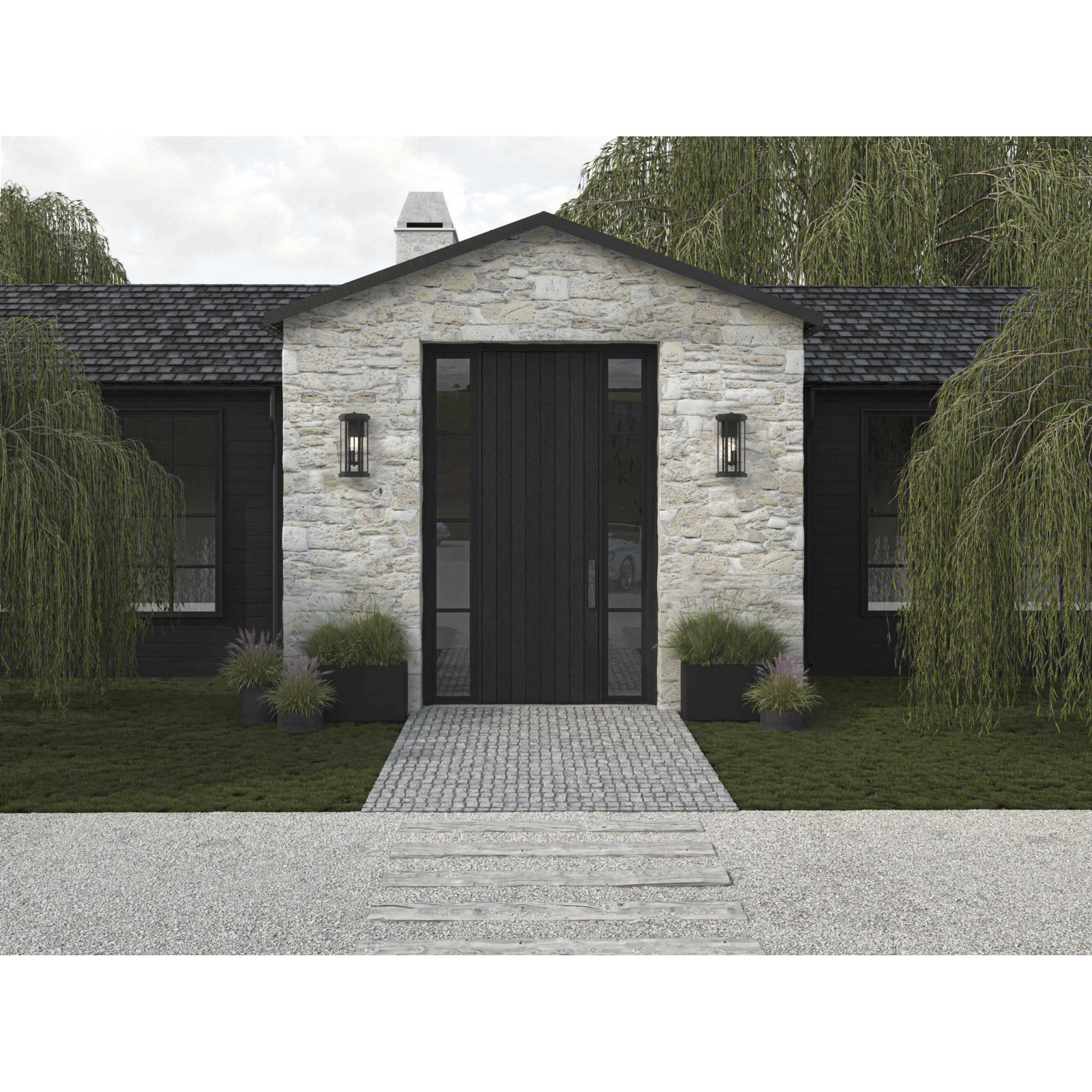 Ramsey 3 Light 18.5 inch Textured Black Outdoor Wall Lantern