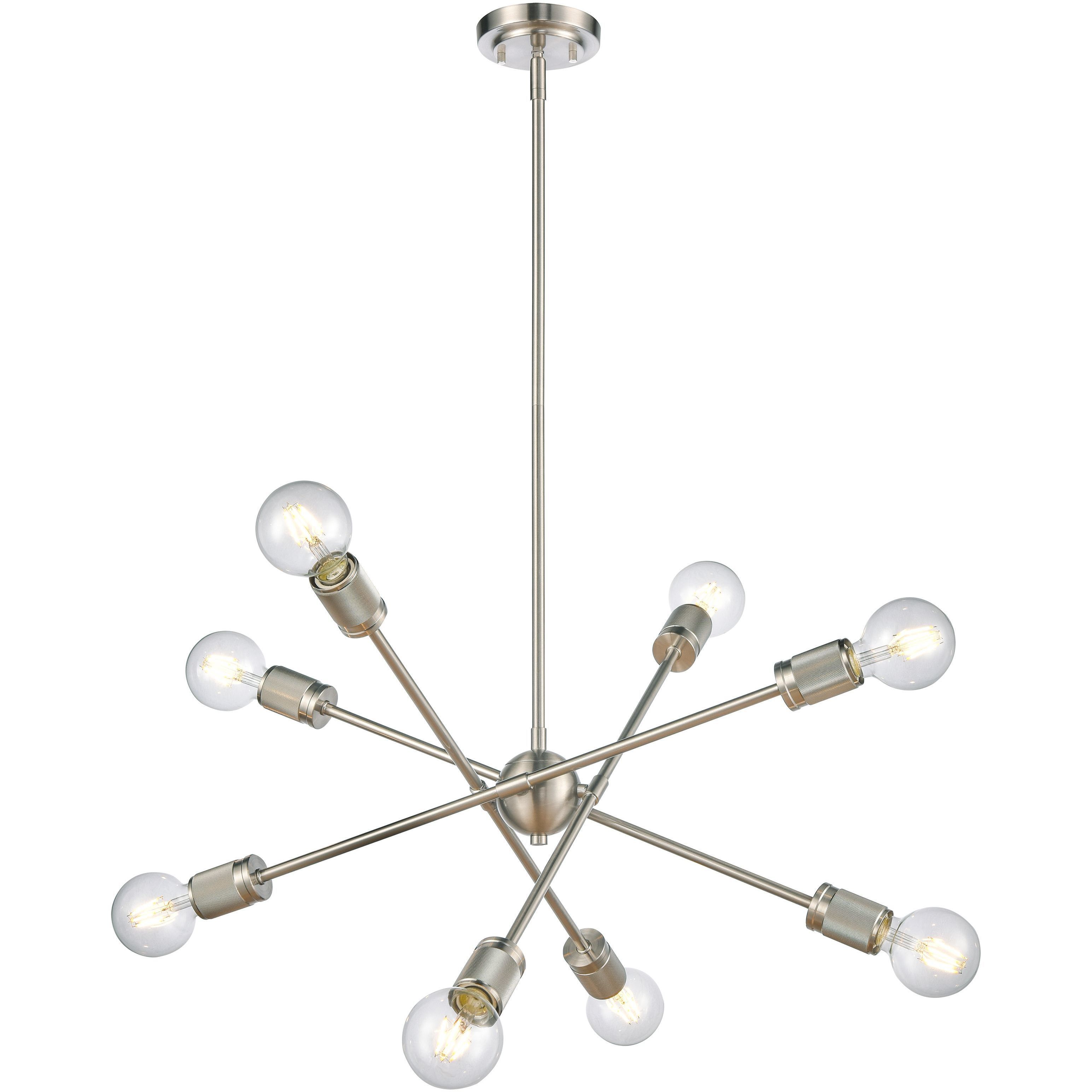 Module 8 Light 22 inch Satin Nickel Chandelier Ceiling Light