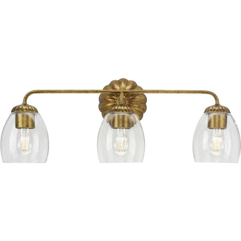 Quillan 3 Light 23.87 inch Gold Ombre Bathroom Vanity Light Wall Light