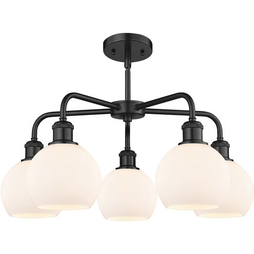 Athens 5 Light 24 inch Matte Black Chandelier Ceiling Light in Matte White