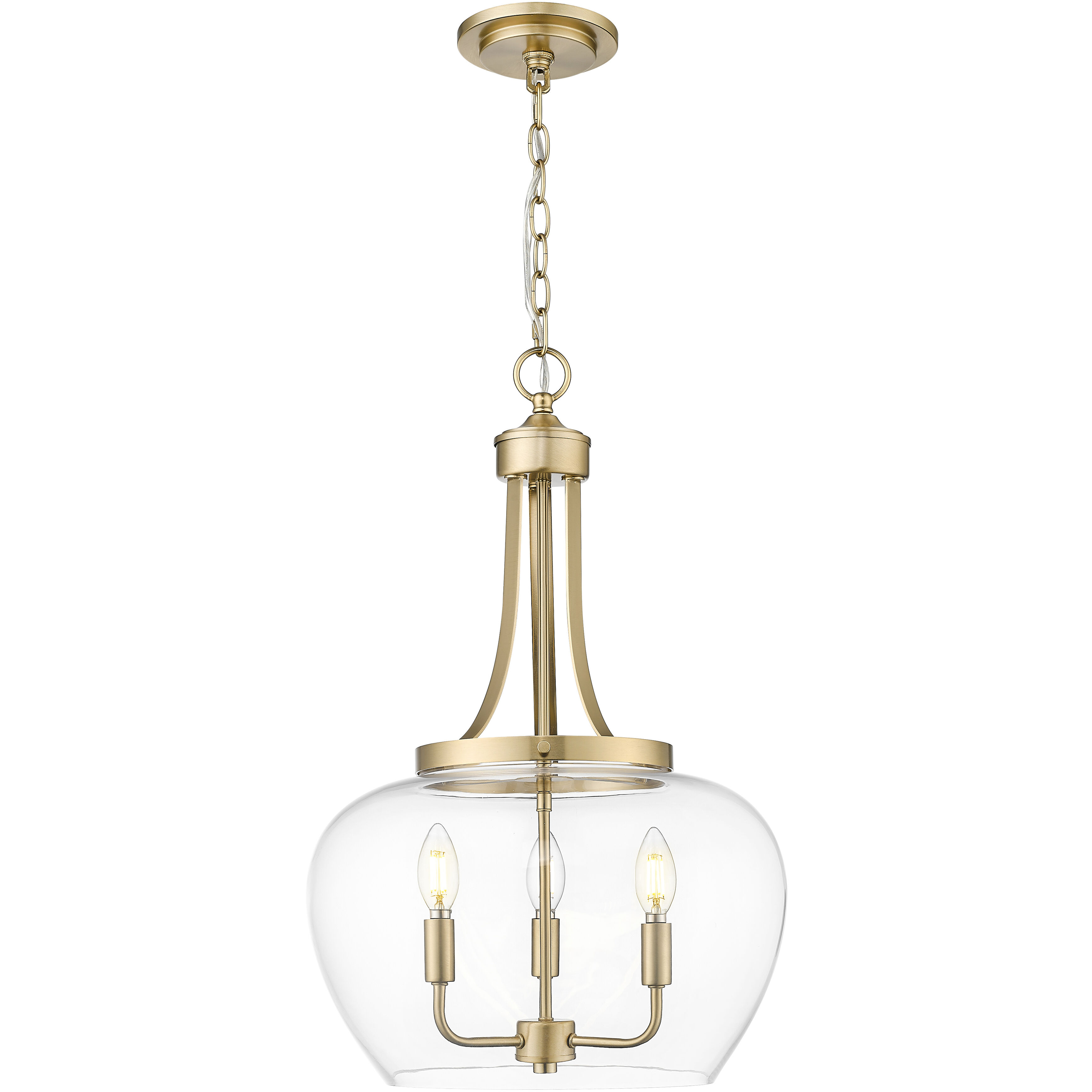 Joliet 3 Light 15.75 inch Burnished Brass Pendant Ceiling Light