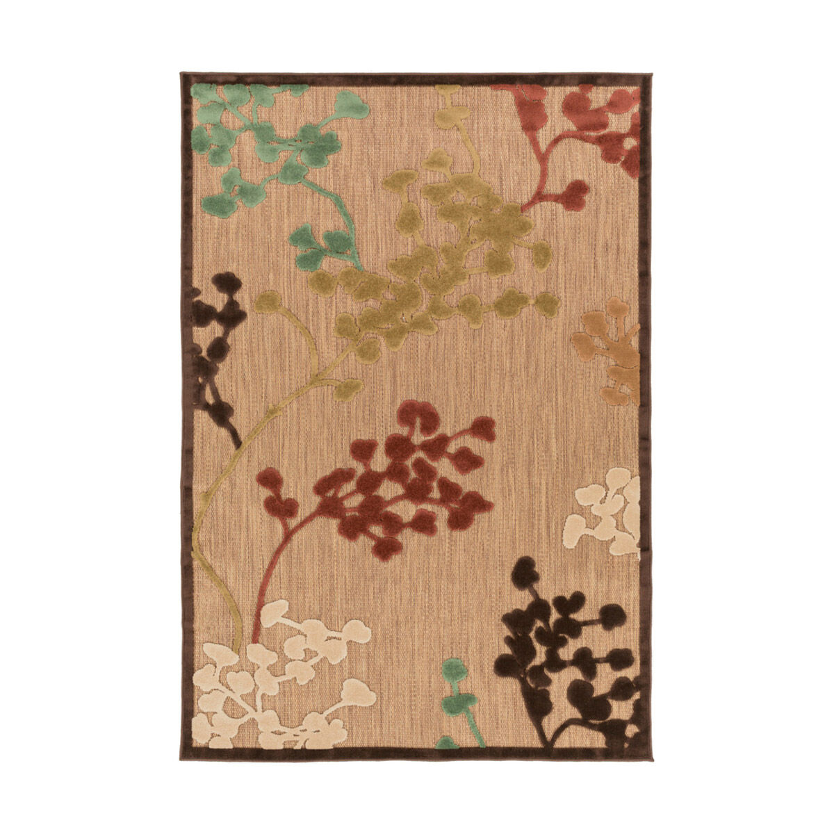 Portera 79 X 55 inch Brown and Green Outdoor Area Rug, Olefin