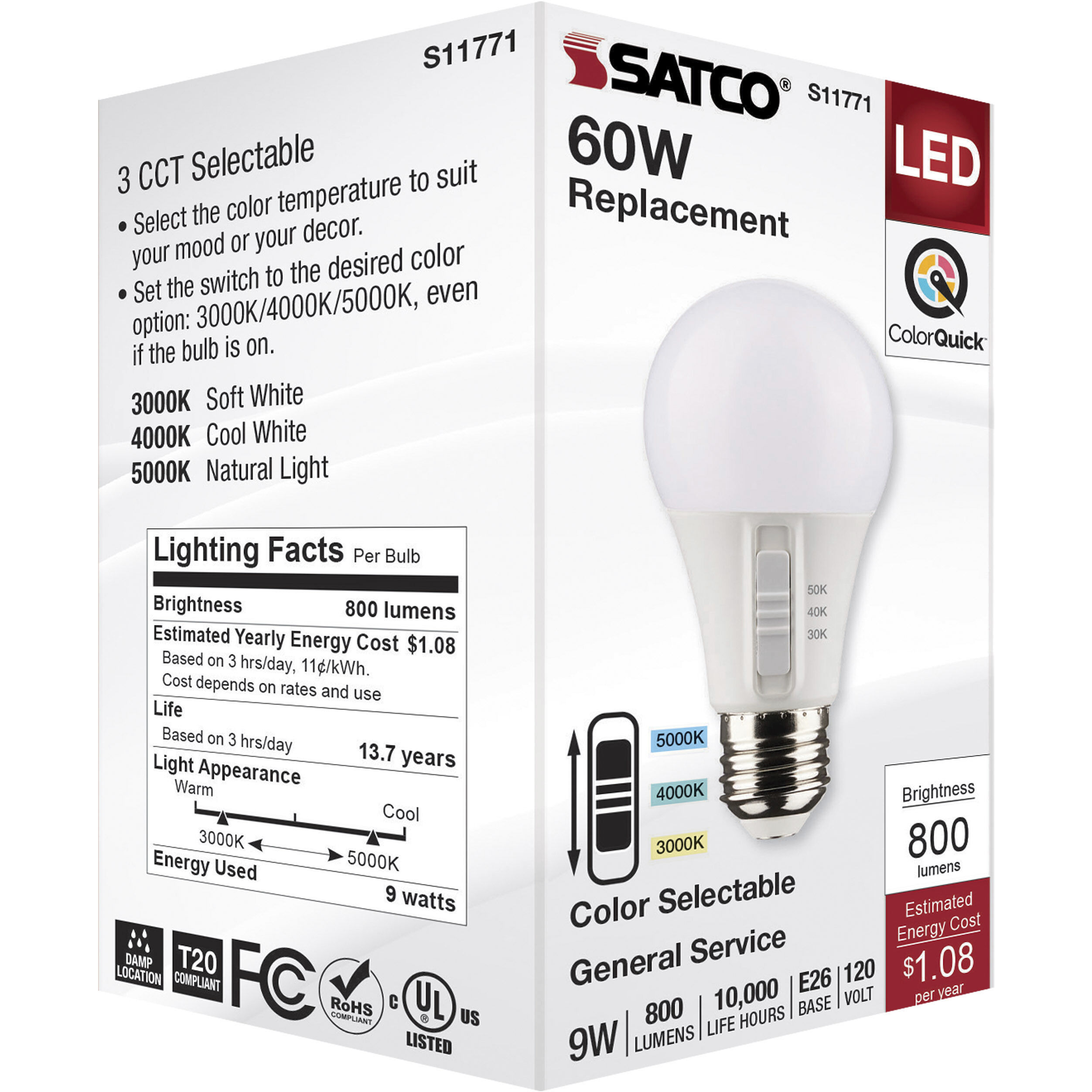 Lumos Medium 9.00 watt 3000K Light Bulb