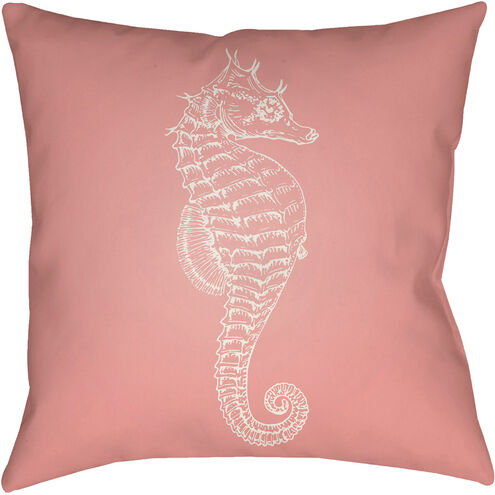 Seahorse 20 X 20 inch Pink and Neutral Outdoor Throw Pillow