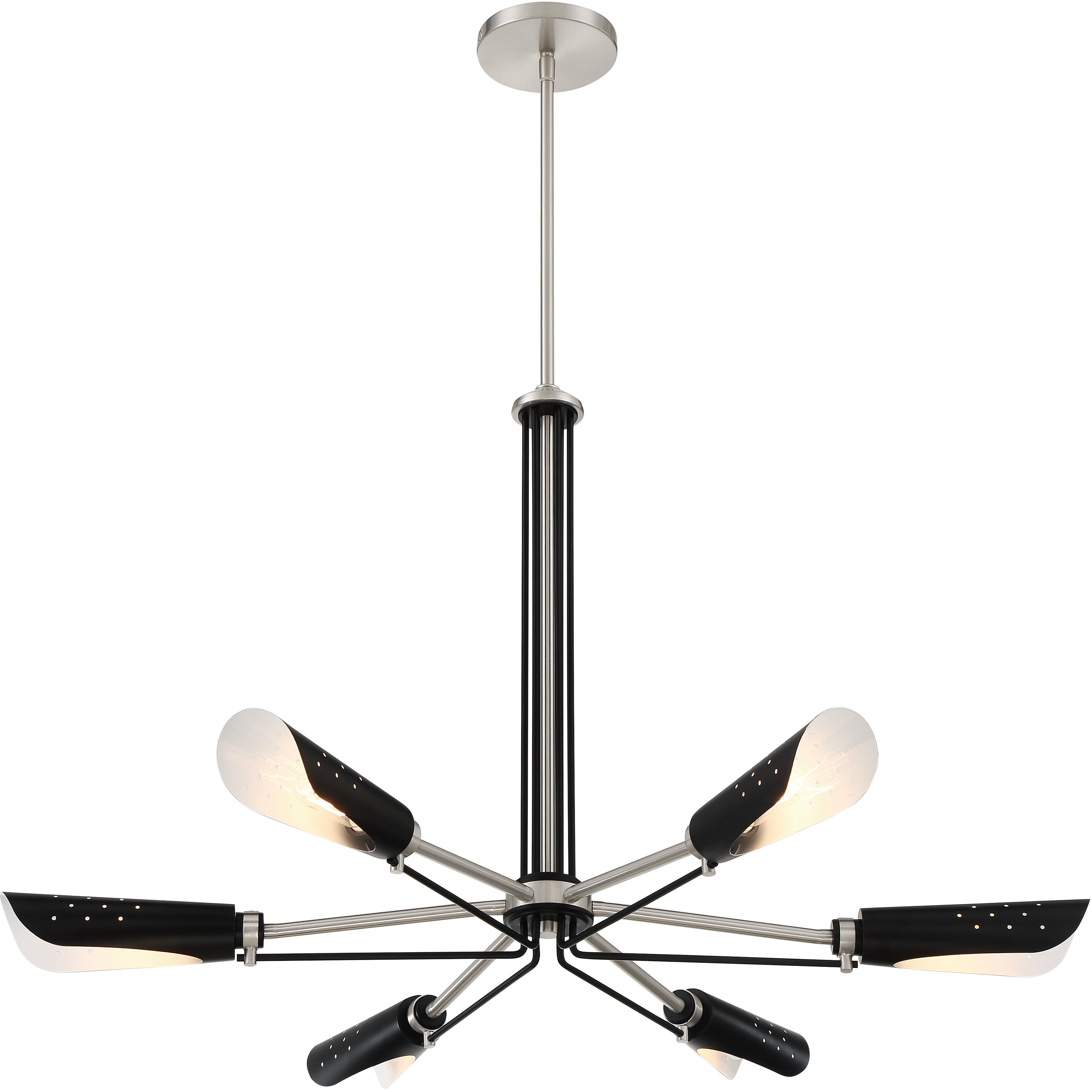 Turbine 6 Light 34 inch Coal With Brushed Nickel Chandelier Ceiling Light