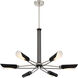 Turbine 6 Light 34 inch Coal With Brushed Nickel Chandelier Ceiling Light