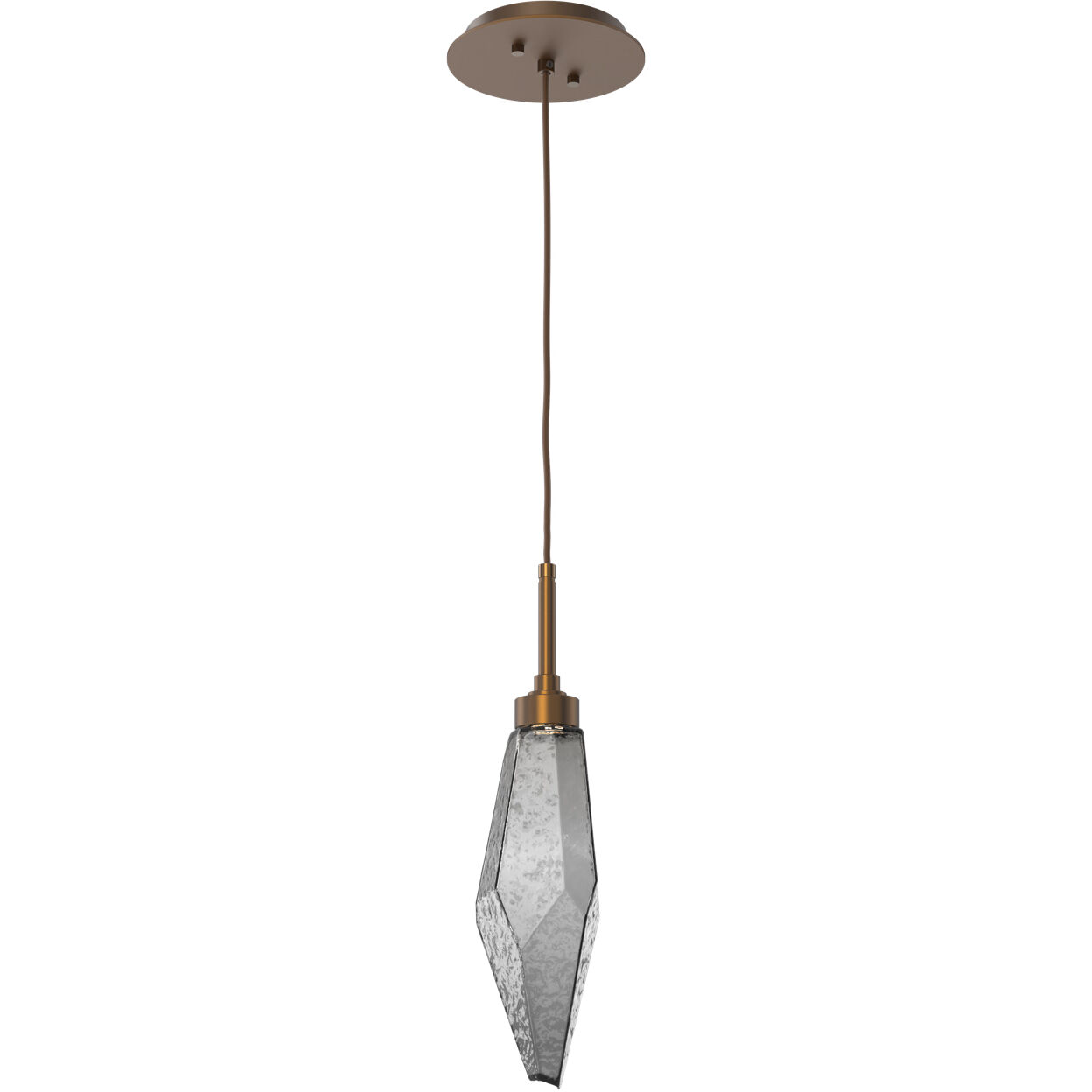 Rock Crystal LED 3.9 inch Flat Bronze Pendant Ceiling Light in Chilled Smoke, 2700K LED