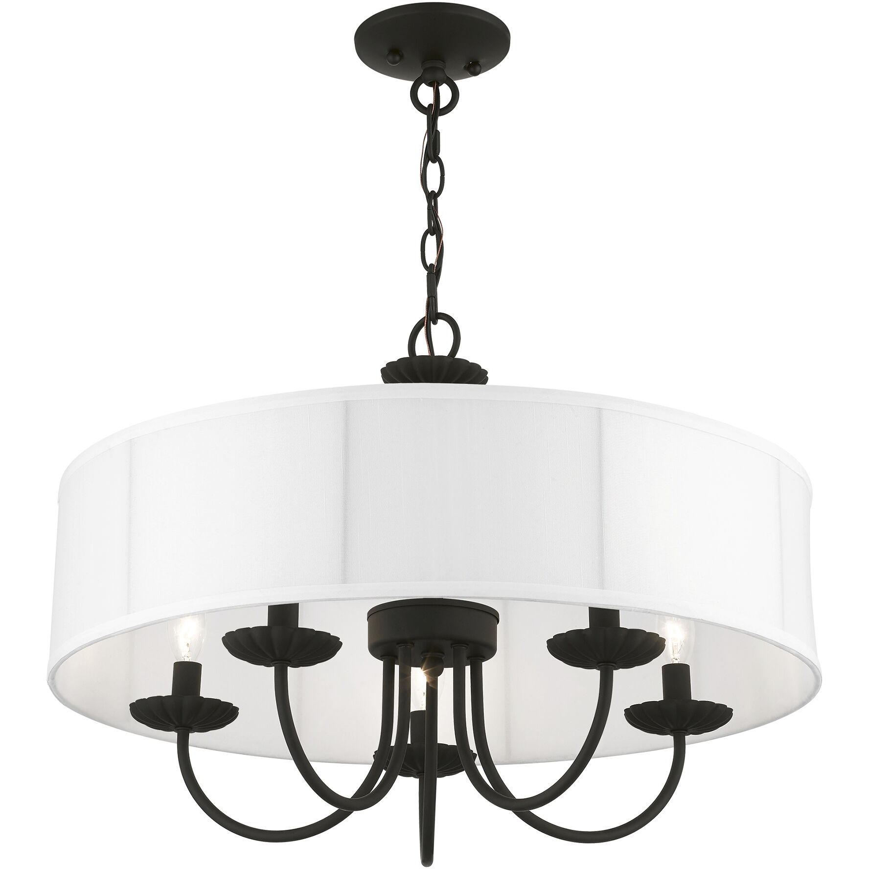 Brookdale 5 Light 23 inch Black Pendant Chandelier Ceiling Light