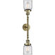 Franklin Restoration Small Bell 2 Light 16 inch Antique Brass Bath Vanity Light Wall Light in Incandescent, Clear Glass, Franklin Restoration
