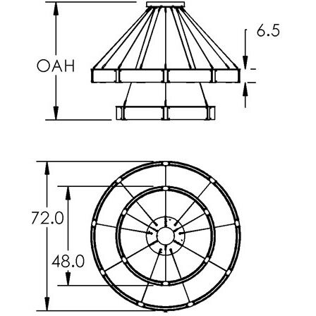 Parallel LED Graphite Chandelier Ceiling Light, Two-Tier Ring