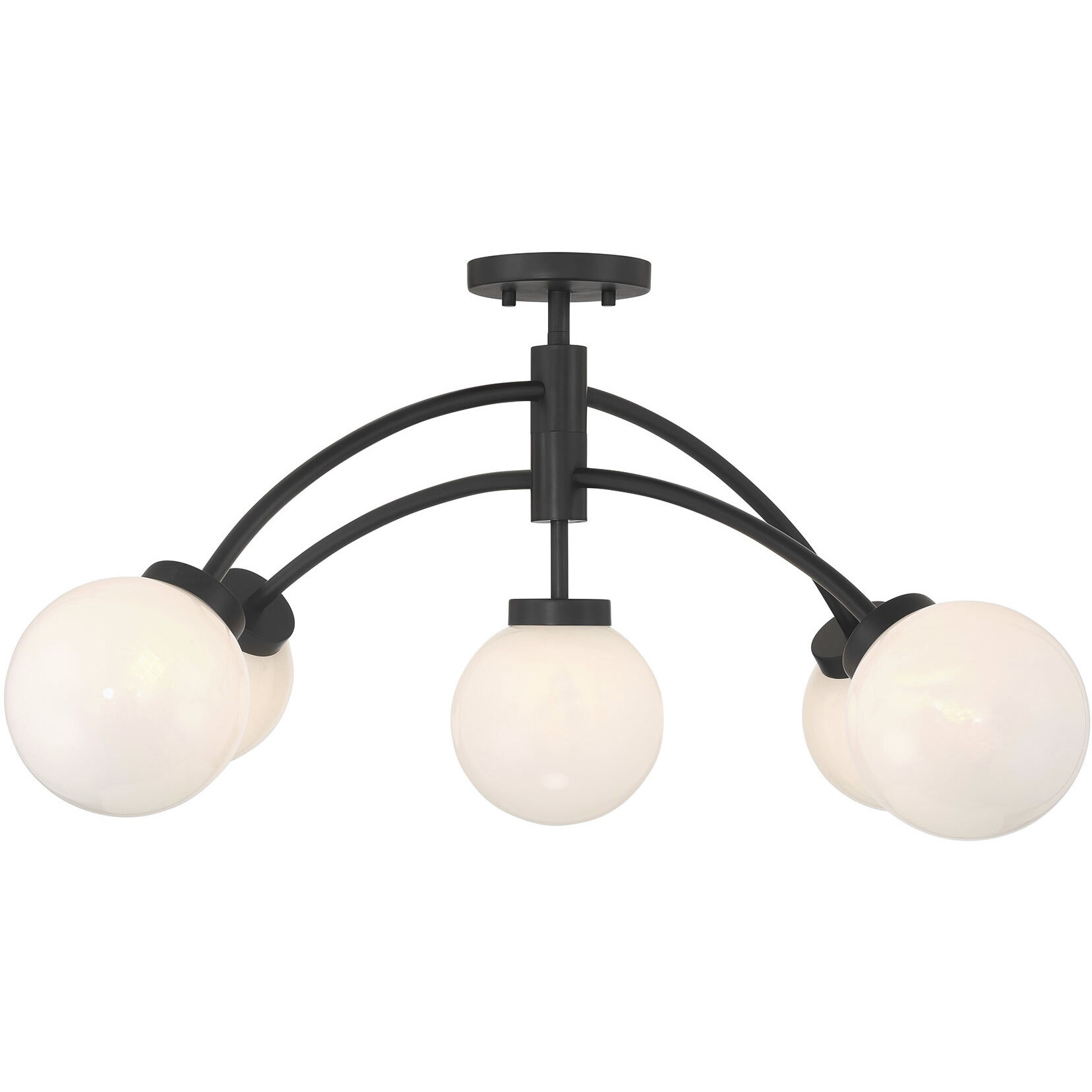 Redfield 5 Light 36 inch Matte Black Convertible Semi-Flush Ceiling Light
